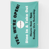 カスタマイズW/Logo-We're Open Dine In & Take Out 横断幕 (縦)