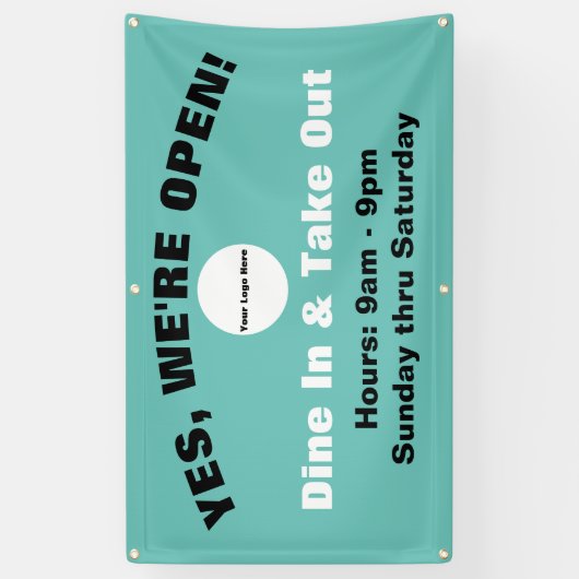 カスタマイズW/Logo-We're Open Dine In & Take Out 横断幕 (縦)