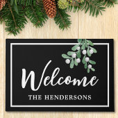 カスタマイズWelcome Christmas Black Doormat ドアマット