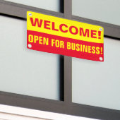 カスタマイズWelcome Open For Businessバナー 横断幕 (ビルの外側)