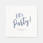 カスタマイゼーション きらきら 青いグリッターでパーティしよう スタンダードカクテルナプキン (正面)