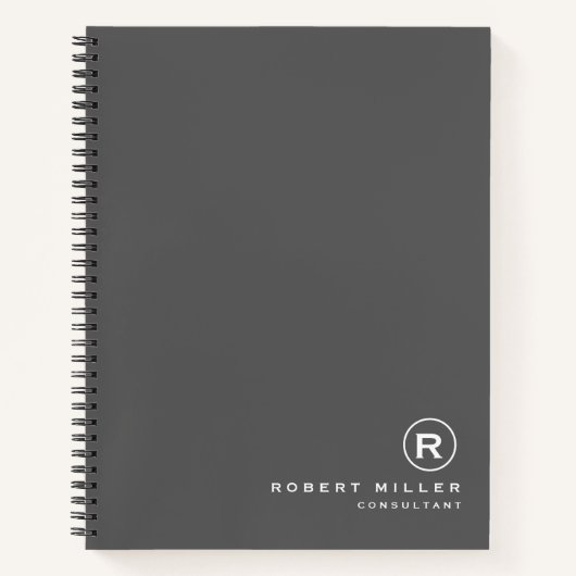 カスタマイゼーション グレーとホワイトのモノグラムイニシャル  ノートブック (正面)