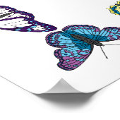 カスタマイ縁どズブの空白の背景の蝶 ポスター (角)