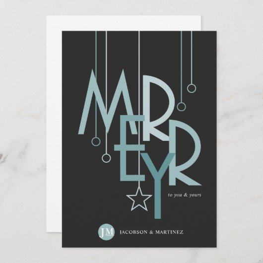 カスタマーサンキューホリデーシンプルティール(緑がかった色) シーズンカード (正面/裏面)