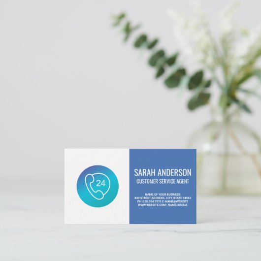 カスタマーサービスエージェント |コールセンターの電話アイコン 名刺 (スタンド正面)