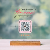 カスタマーレビューカスタムの – ピンクフェミニンのQRコード アクリルサイン (ニュートラル)