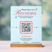 カスタマーレビューカスタムの – ピンクフェミニンのQRコード アクリルサイン (ニュートラル)