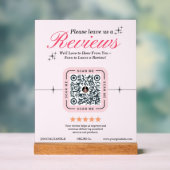 カスタマーレビューカスタムの – ピンクフェミニンのQRコード アクリルサイン (ニュートラル)