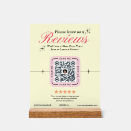 カスタマーレビューカスタムの – 黄色フェミニンのQRコード アクリルサイン