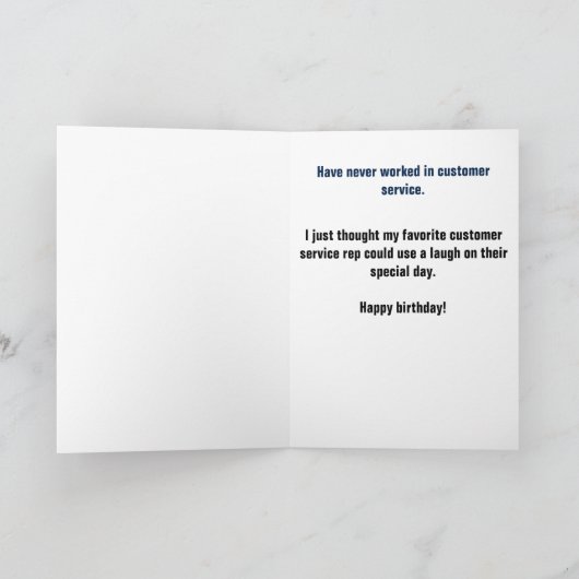 カスタマー・サービス担当おもしろい誕生日・カード カード (内部)