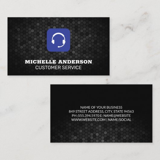 カスタマー・サービス担当ヘッドセット |幾何学的 名刺 (正面/裏面)