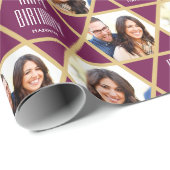 カスタムあいさつ名&写真スターパターンプラム ラッピングペーパー (ロールコーナー)