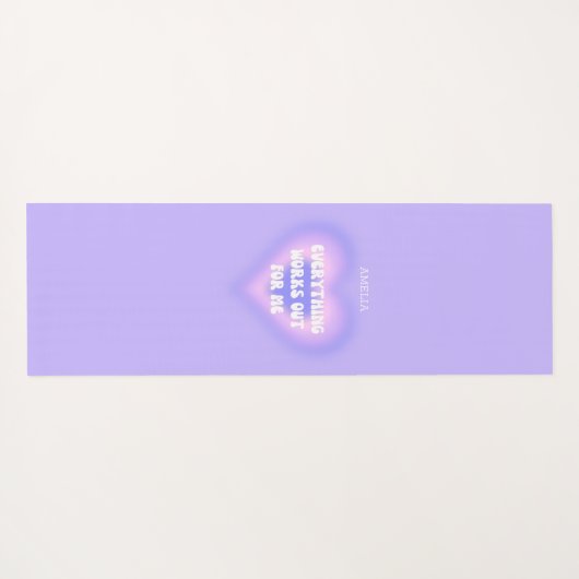 カスタムあなたの名前パープルオーラハート発現 ヨガマット (裏面(横))