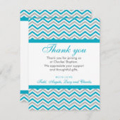 カスタムありがとう甘いシェブロンアクアグレイ ノートカード (正面/裏面)