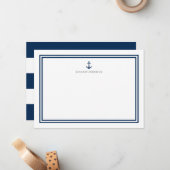 カスタムいかりと白ストライプ色パーソナライズされた ノートカード (正面/裏面インサイチュ)