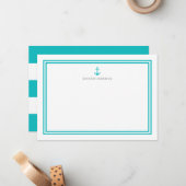 カスタムいかりと白ストライプ色パーソナライズされた ノートカード (正面/裏面インサイチュ)