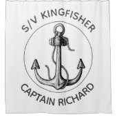 カスタムいかりと船長名 シャワーカーテン (正面)