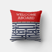 カスタムいかりの歓迎パタストライプーン クッション (正面)