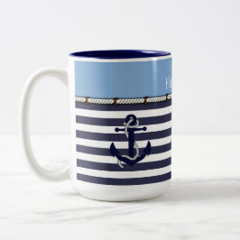 カスタムいかりの歓迎パタストライプーン ツートーンマグカップ