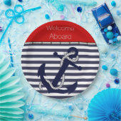 カスタムいかりの歓迎パタストライプーン ペーパープレート (パーティー)