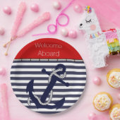 カスタムいかりの歓迎パタストライプーン ペーパープレート (パーティー)