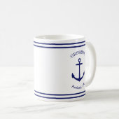 カスタムいかりエンブレム航海の（白と青） コーヒーマグカップ (正面右)