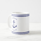 カスタムいかりエンブレム航海の（白と青） コーヒーマグカップ (正面左)