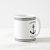 カスタムいかりエンブレム航海の（白と黒） コーヒーマグカップ (正面右)