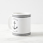 カスタムいかりエンブレム航海の（白と黒） コーヒーマグカップ (正面左)