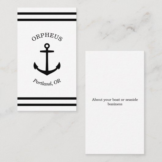 カスタムいかりエンブレム航海の(白と黒) 名刺 (正面/裏面)