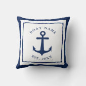 カスタムいかりホワイトネイビーブルー航海の クッション (裏面)