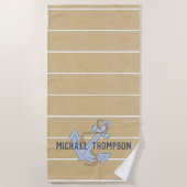 カスタムいかりラスモダンティウッド白ストライプ ビーチタオル (正面)