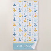 カスタムいかり航海のバスルーム海 ビーチタオル (正面)