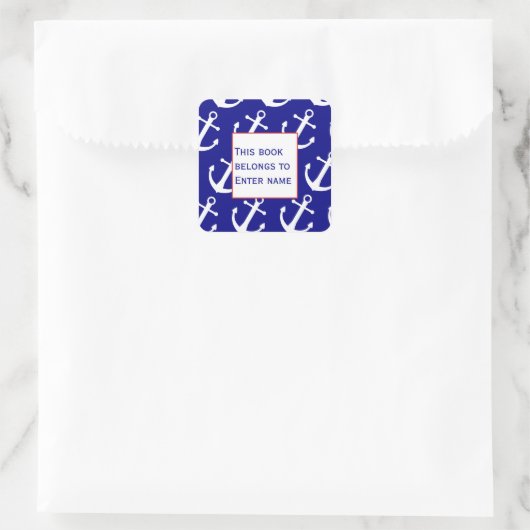 カスタムいかり航海のパターン蔵書票シール スクエアシール (バッグ)