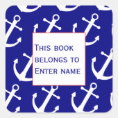 カスタムいかり航海のパターン蔵書票シール スクエアシール (正面)