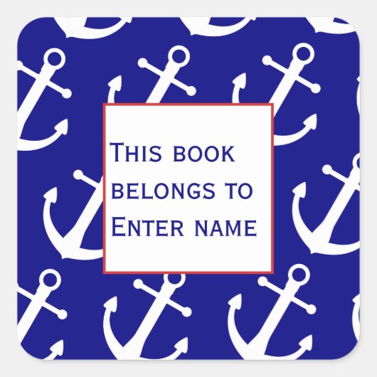 カスタムいかり航海のパターン蔵書票シール スクエアシール (正面)