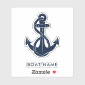 カスタムいかり航海のボートネームネイビーブルー シール (シート)