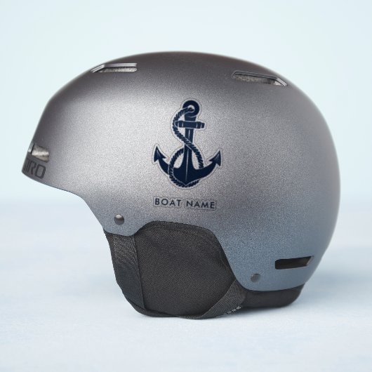カスタムいかり航海のボートネームネイビーブルー シール (ヘルメット側面)