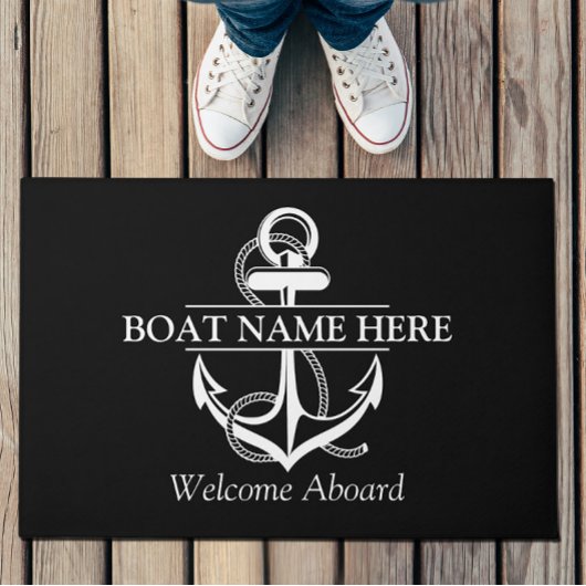 カスタムいかり航海の歓迎Doormat ドアマット