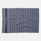 カスタムいかり航海の海ネイビーブルーキッチンへ キッチンタオル (横)