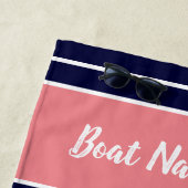 カスタムいかり航海の海ネイビーブルーコーラル ビーチタオル (インサイチュ)