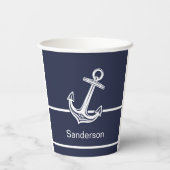 カスタムいかり航海の海ネイビーブルー 紙コップ (裏面)