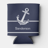 カスタムいかり航海の海ネイビーブルー 缶クーラー (正面)