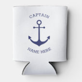 カスタムいかり船の名キャプテン航海のネイビーブルー 缶クーラー (正面)