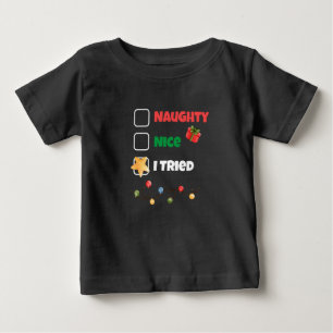 カスタムいけなNice I Try Christmas Santa List ベビーTシャツ