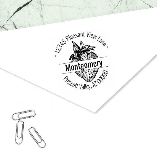 カスタムいちごアートワーク円形アドレス名 セルフインキングスタンプ