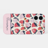 カスタムいちご柄スマホケース iPhone 16ケース (裏面横)