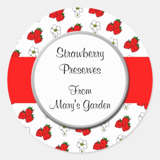 カスタムいちご模様缶詰シール ラウンドシール (正面)