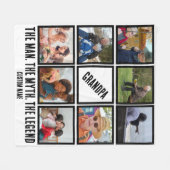 カスタムおじいちゃん男の神話の伝説8 Photo Collage フリースブランケット (正面(横))