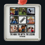 カスタムおじいちゃん男の神話の伝説8 Photo Collage メタルオーナメント<br><div class="desc">おじいちゃんパーソナライズされたは、伝説の8写真コラージュ男の神話。こカスタマイズの父親の日の贈り物8枚の写真と名前。</div>